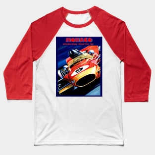 Monaco Vintage 1967 Grand Prix Auto Road Racing Advertising Print Baseball T-Shirt